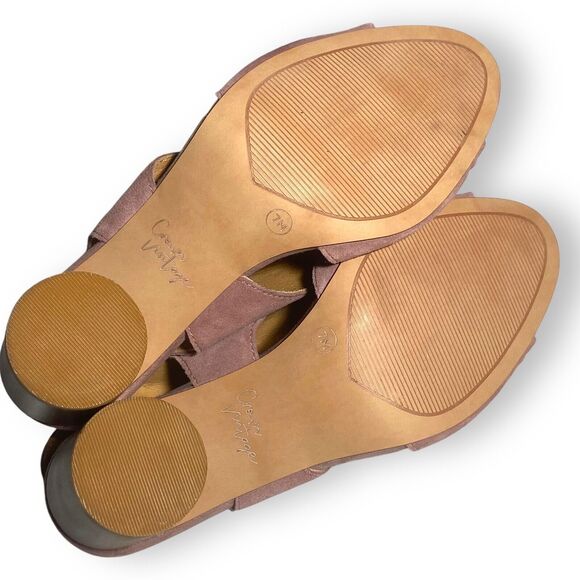 Crown Vintage Women's Poudre Pink Suede Heeled Open Toe Sandals Size 7 M /37.5 - Picture 14 of 14